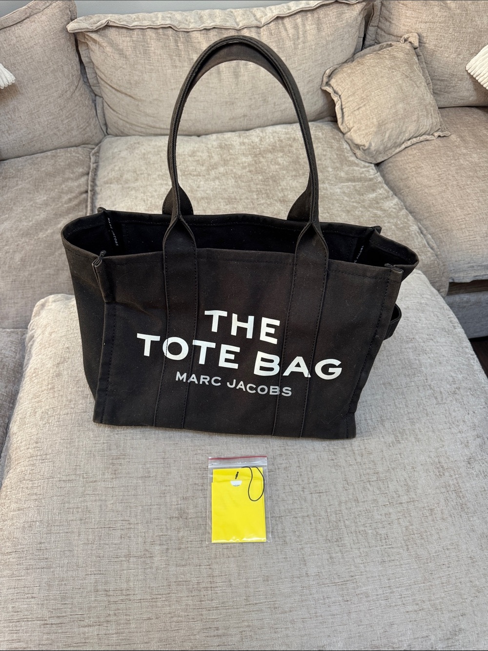 Marc Jacobs Black Canvas Tote with White Logo